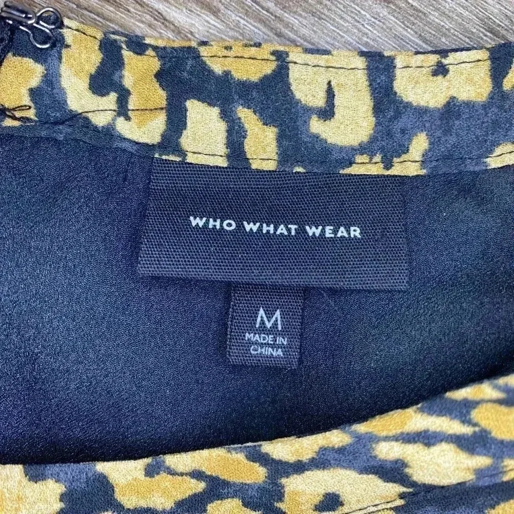 Womens Who What Wear Gold/Brown Patterned Dress - M
